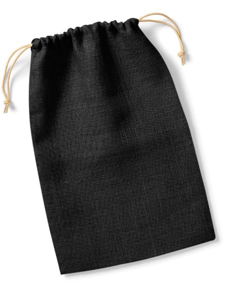 Jutebeutel mit Kordelzug Westford Mill W415 schwarz/natur Größe XXS