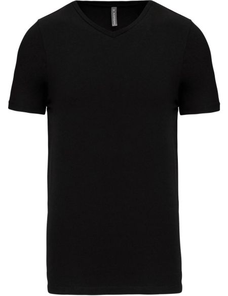 T-Shirt Herren elastisches T-Shirt mit V-Ausschnitt Kariban K3014 schwarz