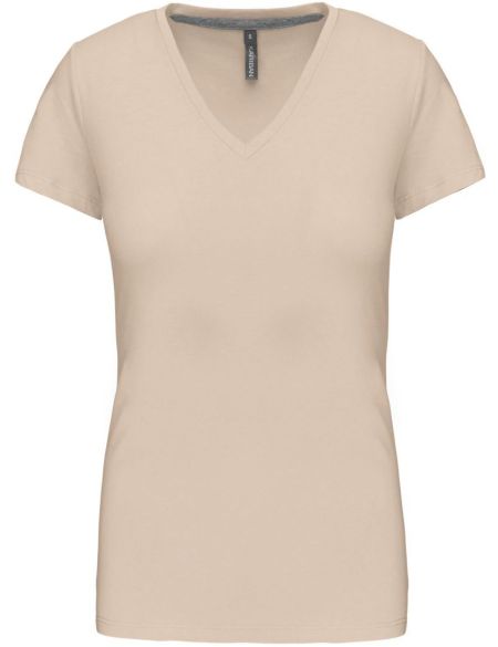 Damen-T-Shirt mit V-Ausschnitt Kariban K381 weiß