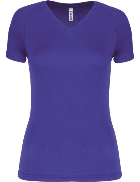 Damen-Sport-T-Shirt mit V-Ausschnitt Kariban ProAct PA477 violett